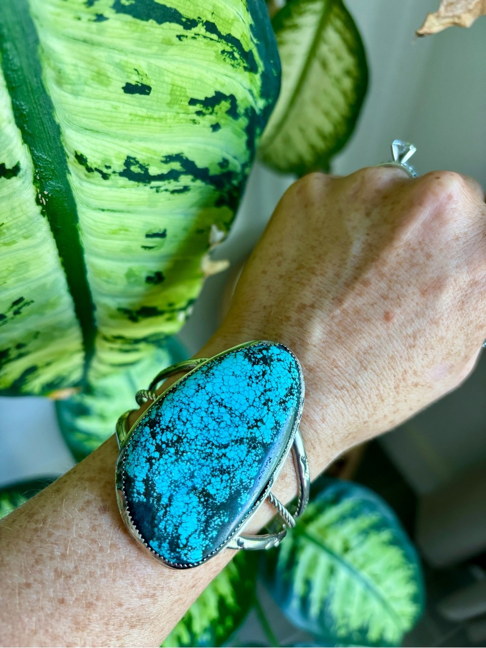 HUGE Native Turquoise & Sterling Cuff